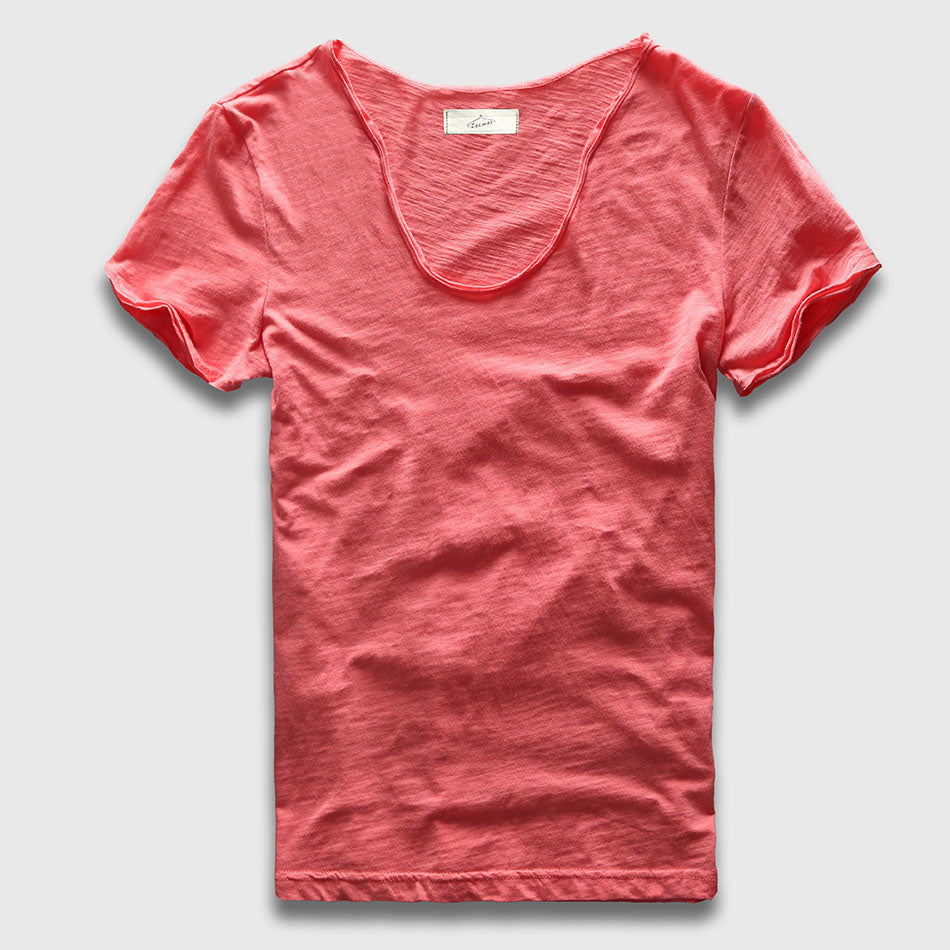 Men's Fashion Casual V-Neck T-Shirt Pink