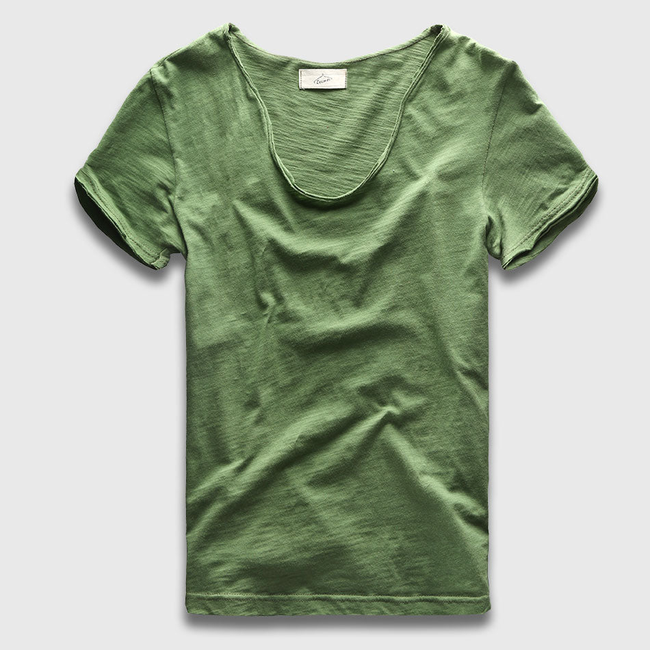 Men's Fashion Casual V-Neck T-Shirt Green