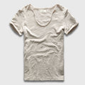 Men's Fashion Casual V-Neck T-Shirt Light Gray